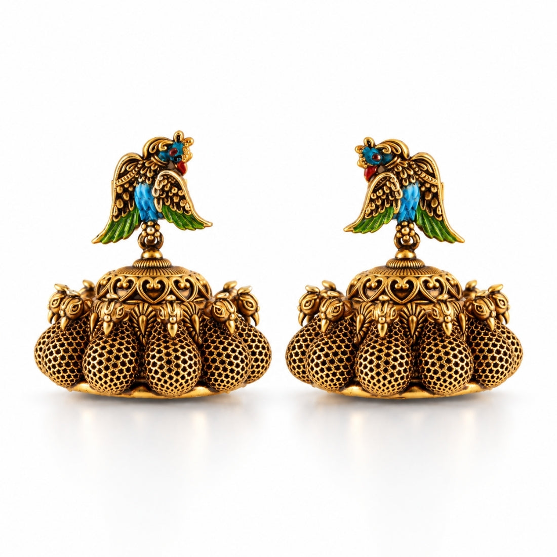 The Mayur Enamel Mesh Heritage Jhumkas