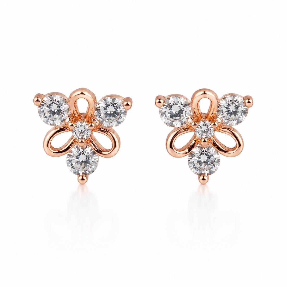 Rose Gold Radiant Petal Cluster Stud Earrings
