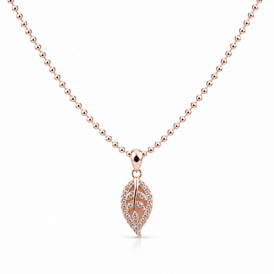 The Autumn Glow Leaf 925 Silver Rose Gold Pendant