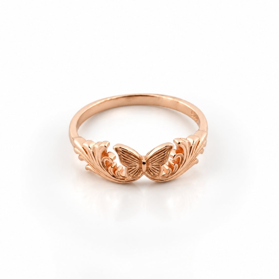 Enchanted Butterfly Garden Rose Gold 925 Silver Ring