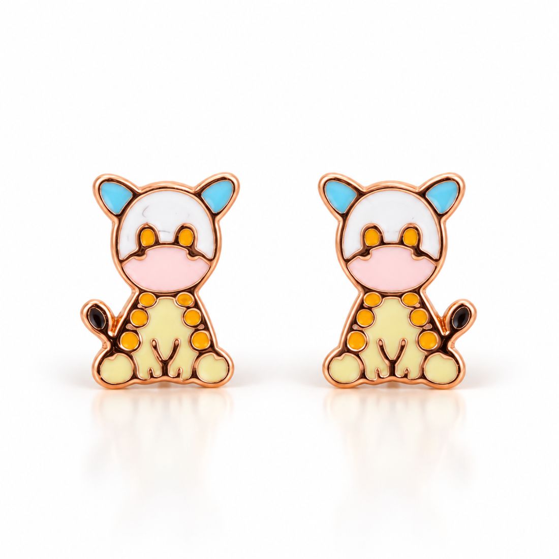 The Tiny Giraffe Calf Enamel 925 Silver Stud Earrings