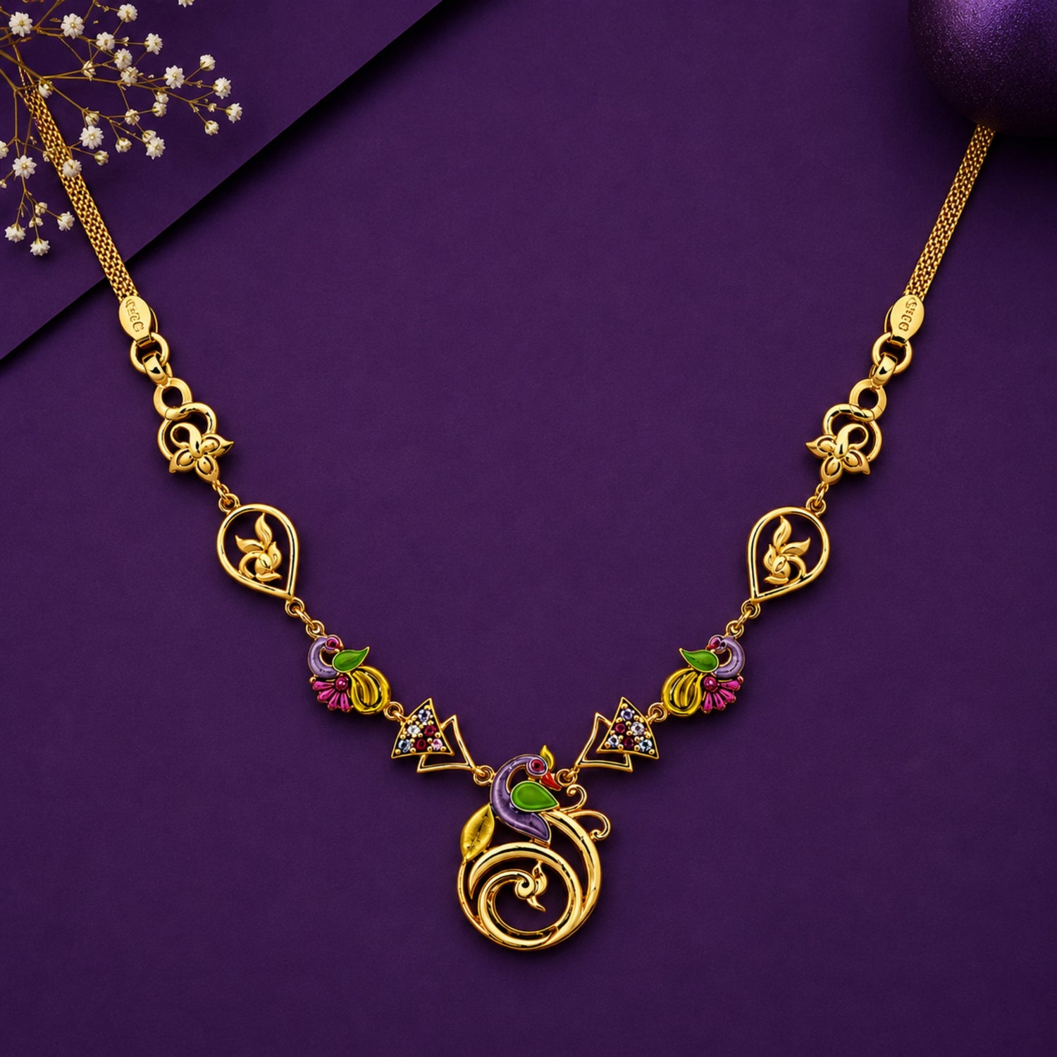 Mayura Enamel Antique Silver Necklace