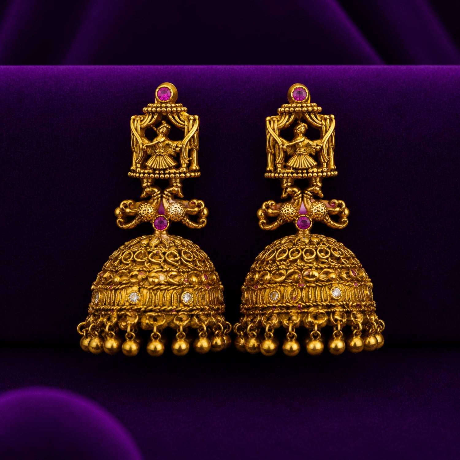 The Krishna Leela Heritage Gold Polish 925 Silver Jhumka