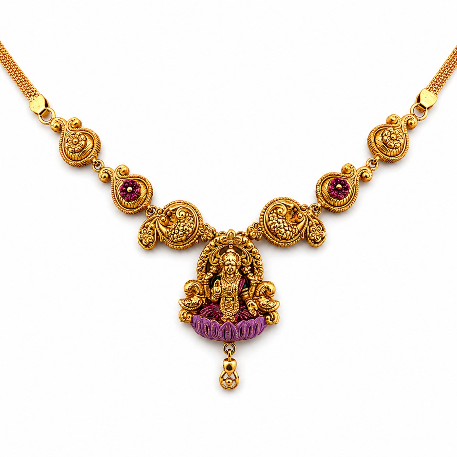 Goddess Lakshmi Antique Silver Temple Necklace