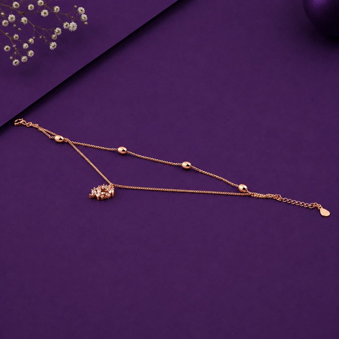 The Dual Essence – 925 Rose Gold Layered Ganesha & Bead Bracelet