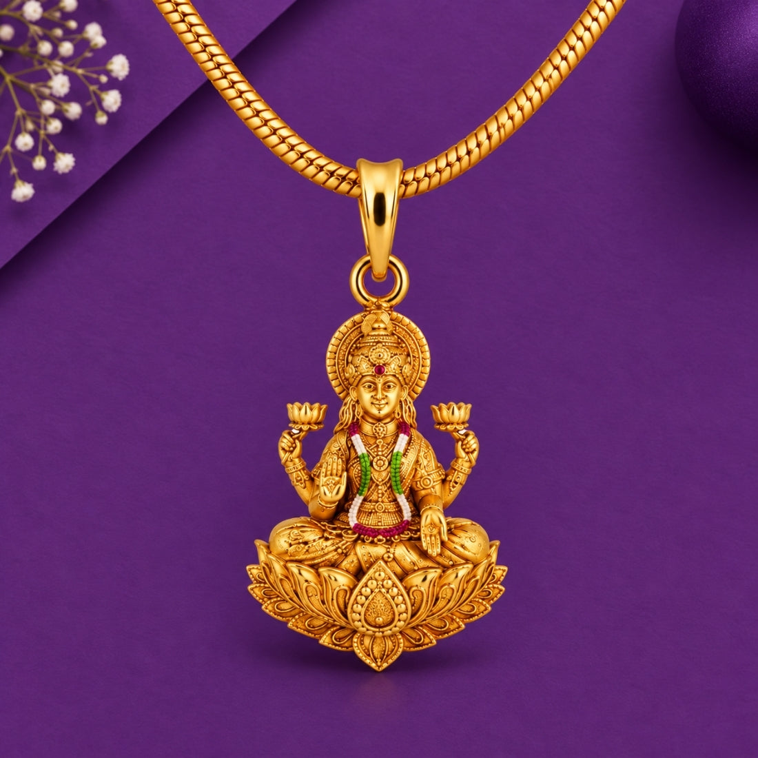The Lakshmi Padmasana 925 Silver Gold Plated Heritage Pendant