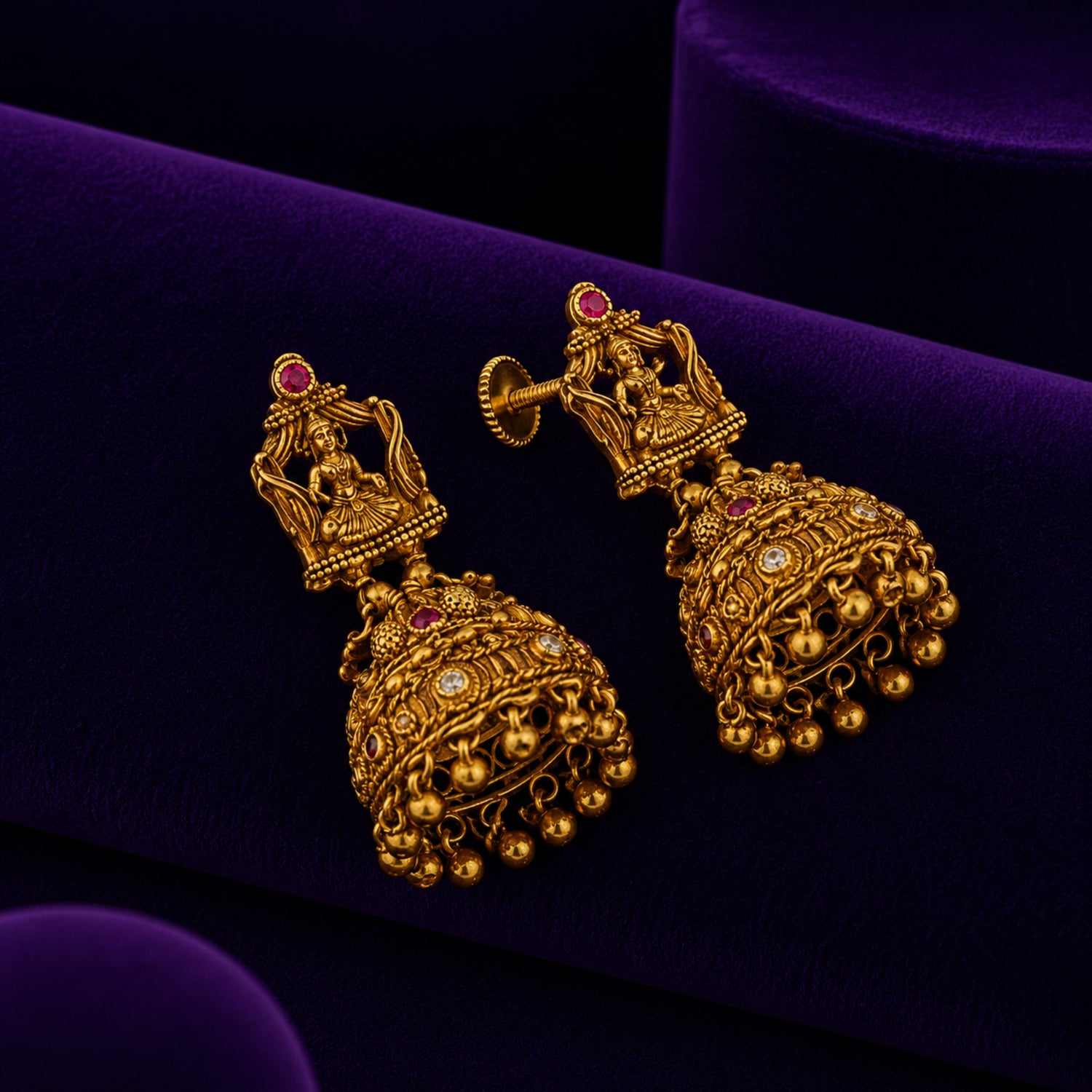 The Krishna Leela Heritage Gold Polish 925 Silver Jhumka
