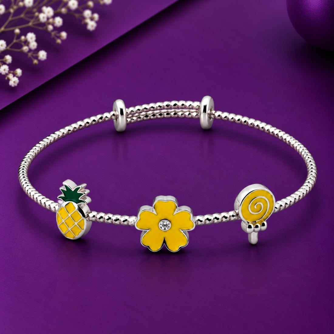The Sweet Sunshine Enamel 925 Silver Kada set