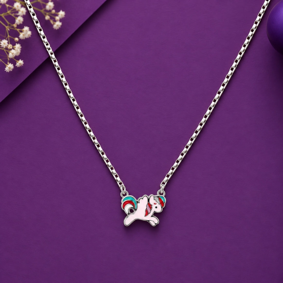 Pastel Pixie Unicorn 925 Silver Necklace