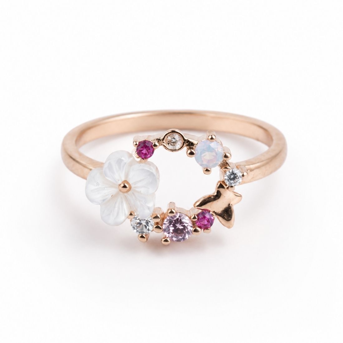 Rose Gold Enchanted Floral Wreath 925 Silver Ring