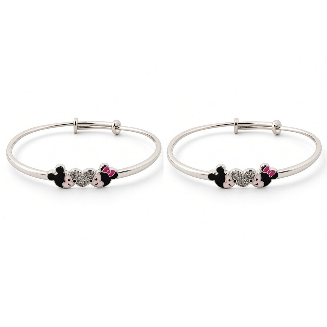 The Magic Mouse &amp; Sparkling Heart Enamel 925 Silver Kada set