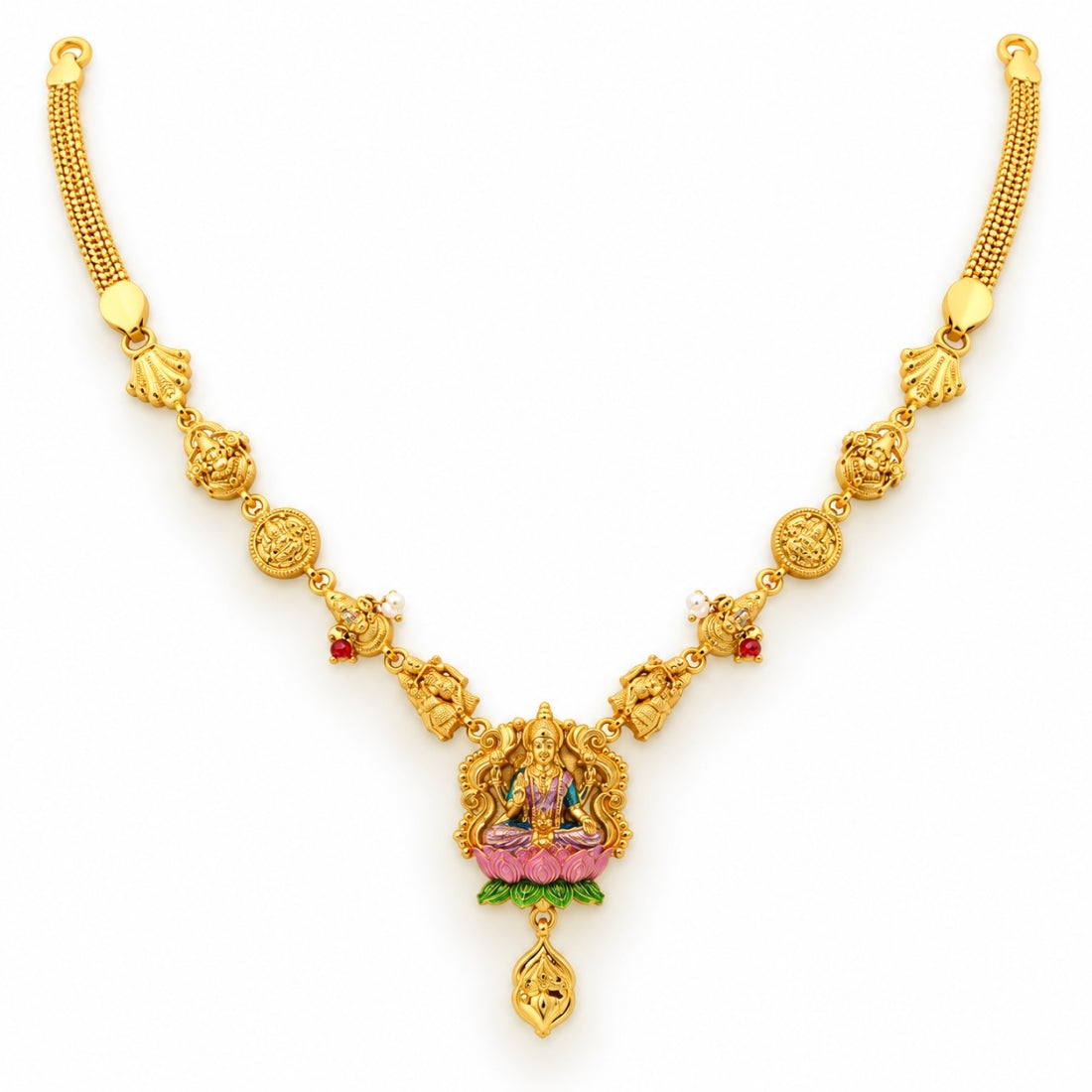 The Royal Lakshmi Ashta Peetham Enamel Festoon Necklace