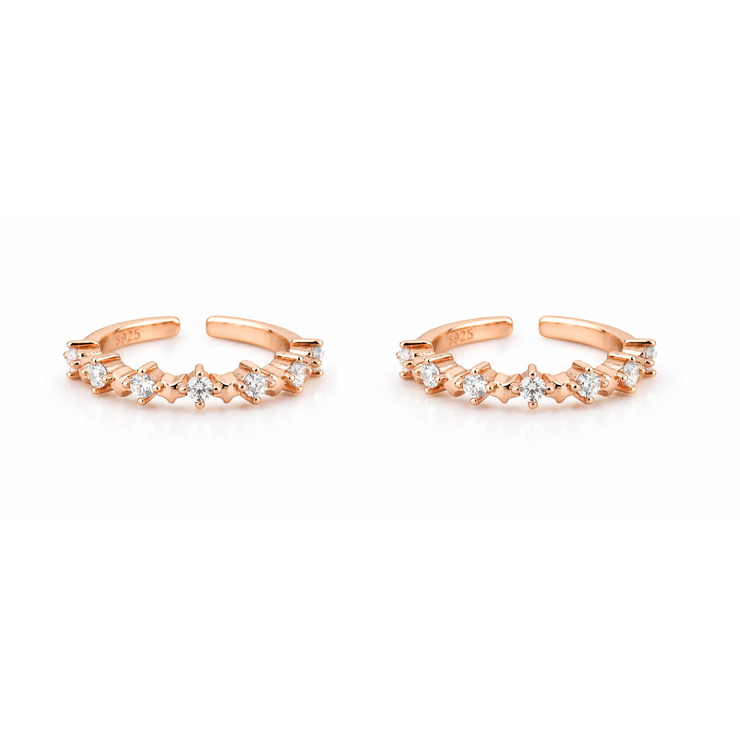 Starlight Starburst Multi-Stone Rose Gold Adjustable Toe Rings
