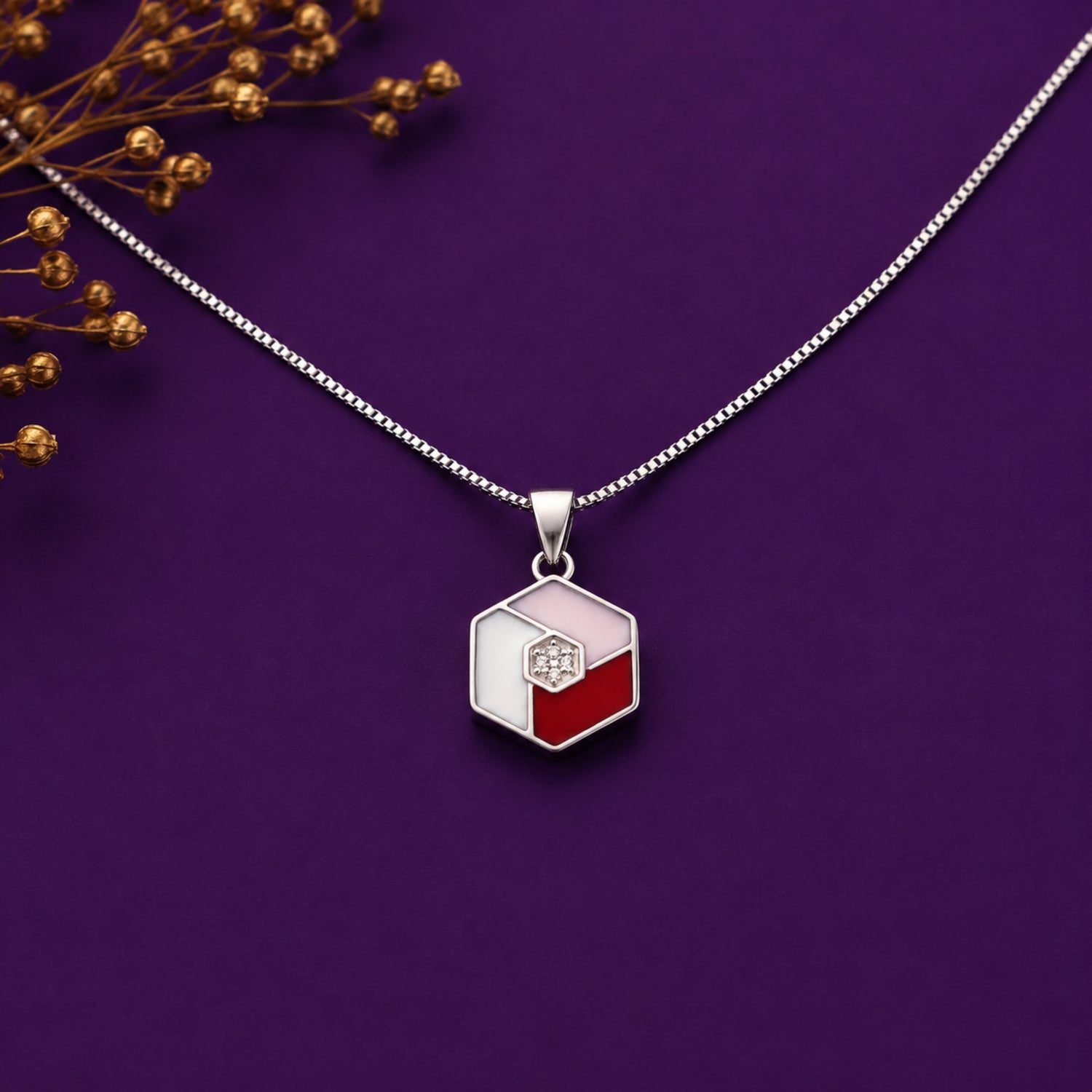 Tri-Color Origami 925 Silver Chain
