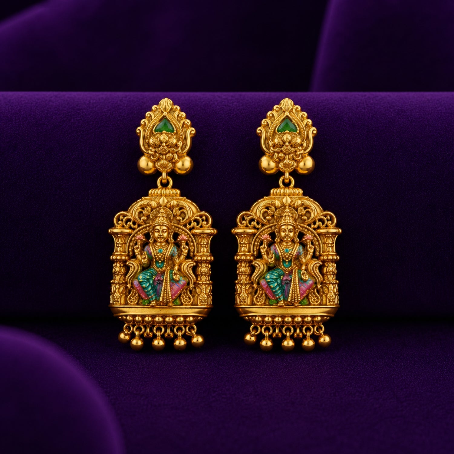 The Gajalakshmi Mandapam Gold Polish 925 Silver Jhumka