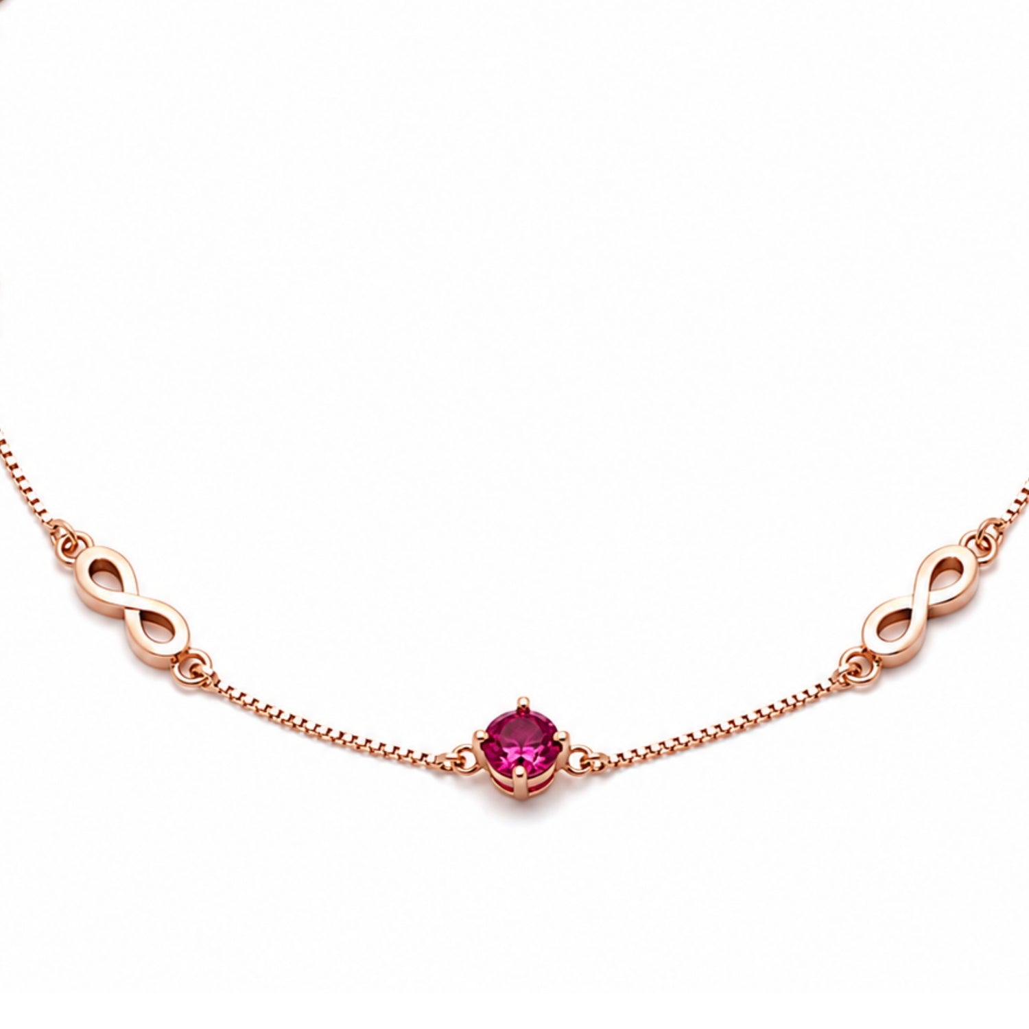 Eternal Romance Ruby Pink Infinity 925 Silver Anklet