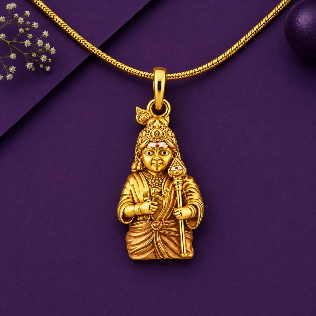 The Bala Murugan Antique 925 Silver Gold-Plated Pendant