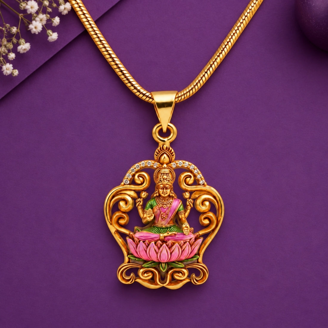 The Lakshmi Shrinika 925 Silver Gold Plated Arch Pendant