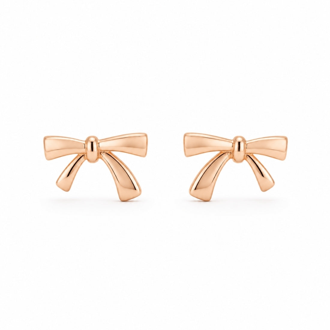 Rose Gold Minimalist Sweet Ribbon Bow Stud Earrings