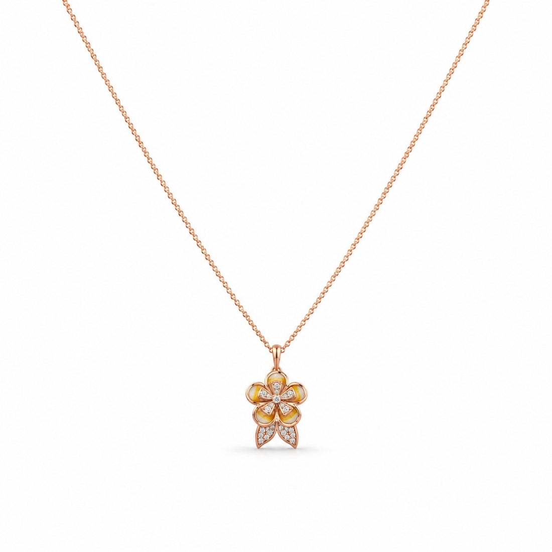 Dual-Tone Floral Radiance Pendant Chain