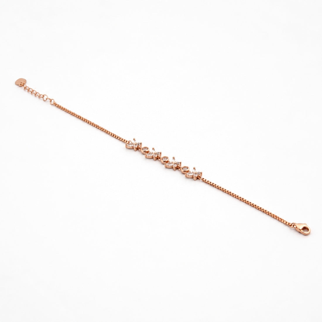 The Starlight Constellation – 925 Rose Gold Star Burst Station Bracelet