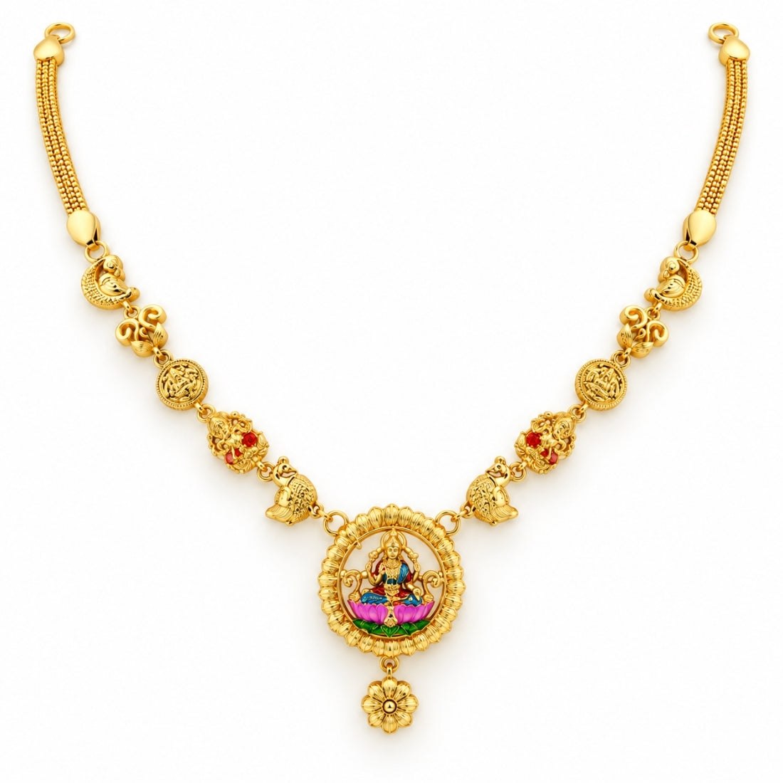 The Royal Lakshmi Ashta Peetham Enamel Festoon Necklace