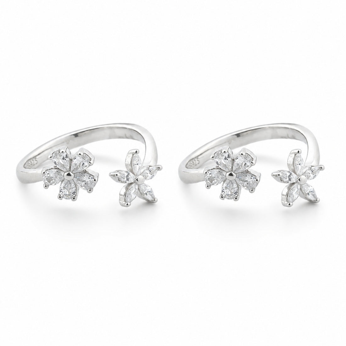 Mixed Crystal Floral Cluster Cuff Bichiya Set