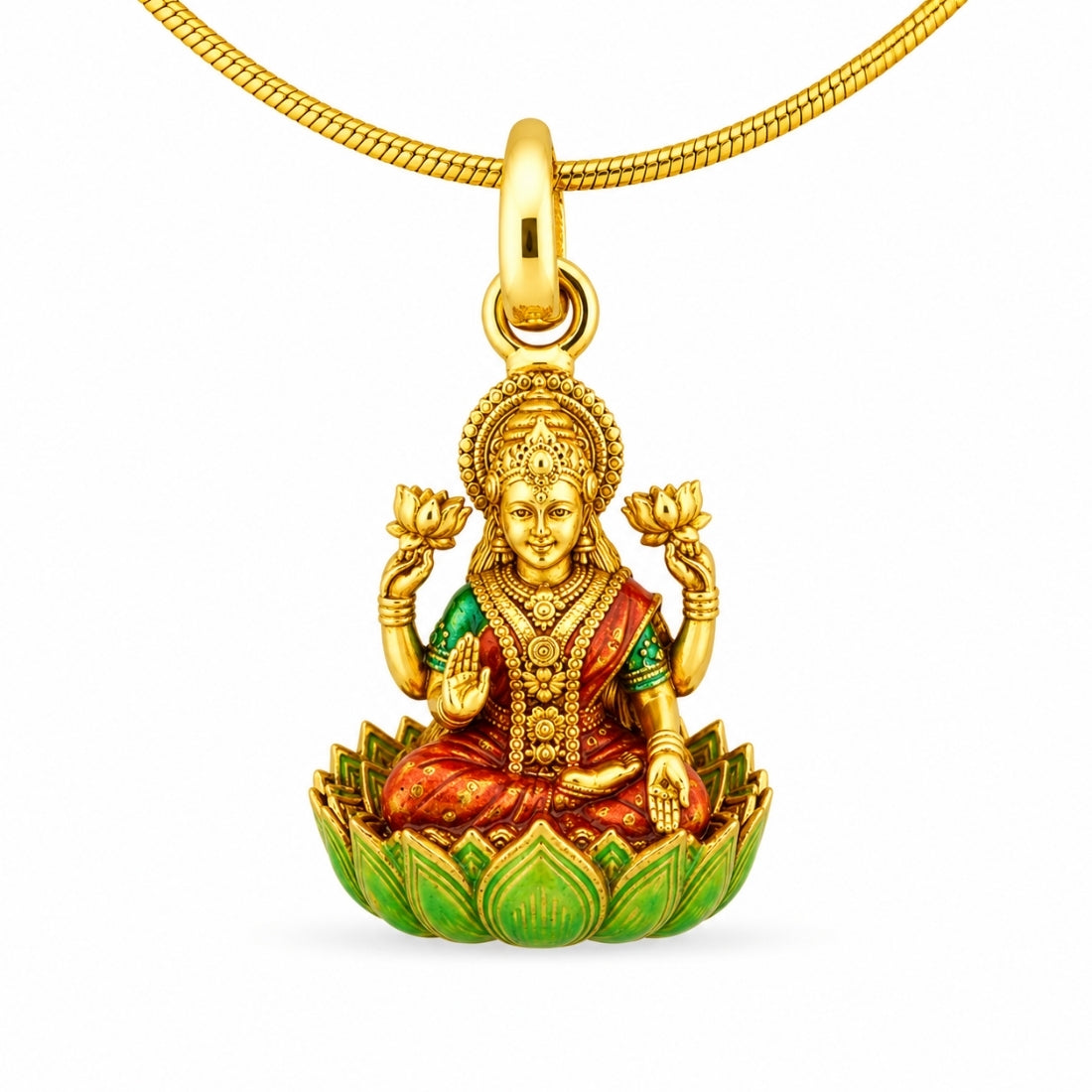 The Ashta Lakshmi Lotus 925 Silver Gold-Plated Pendant