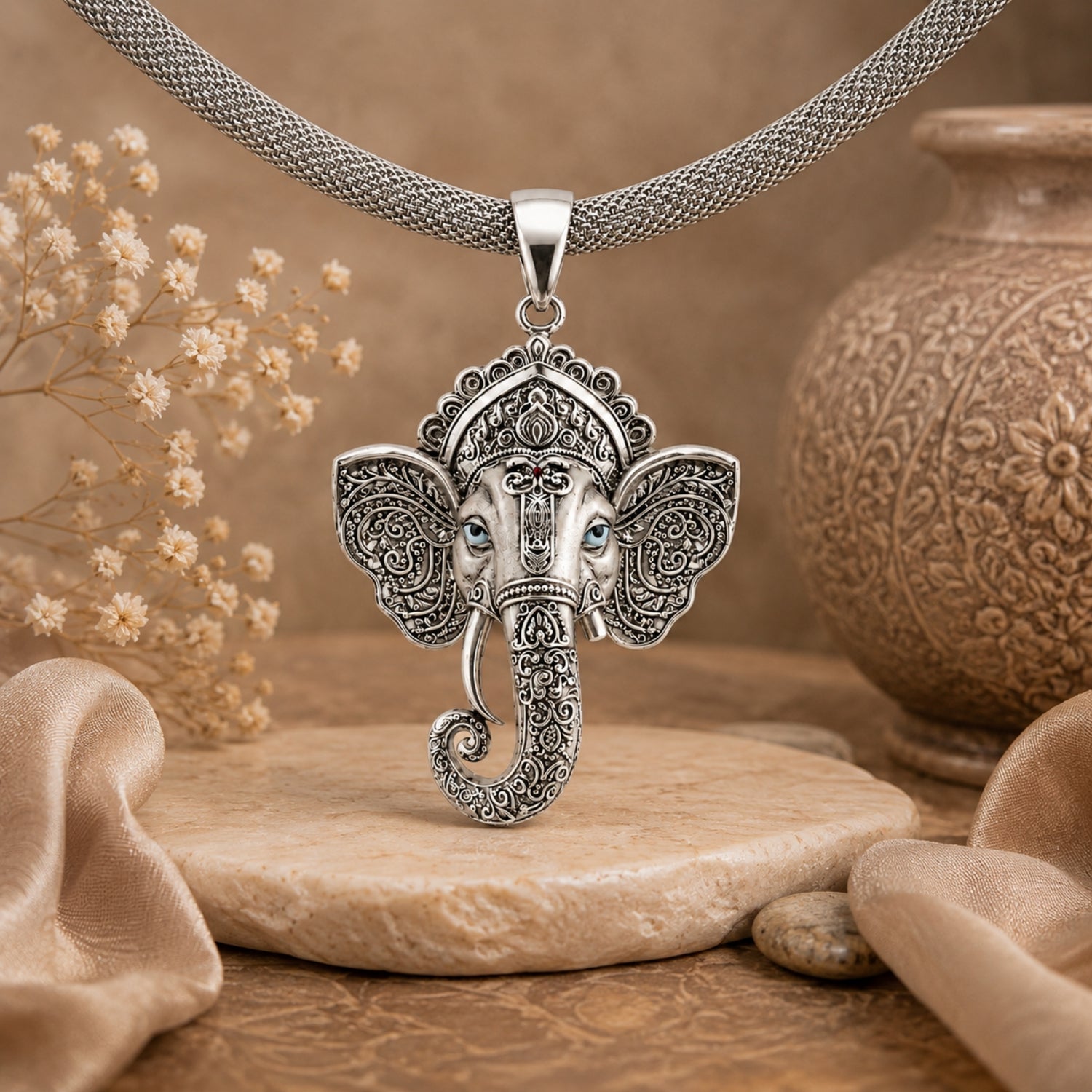 925 Sterling Silver Lord Ganesha Pendant.