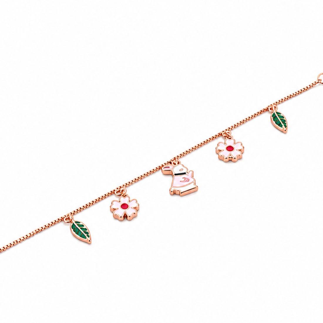 Blossom Bunny 925 Rose Gold Charm Bracelet