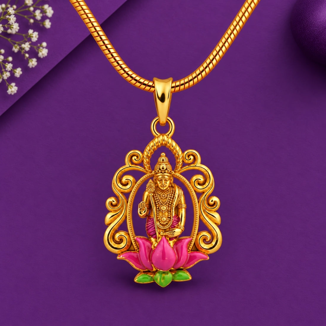 The Lord Murugan Shrinika 925 Silver Gold Plated Arch Pendant