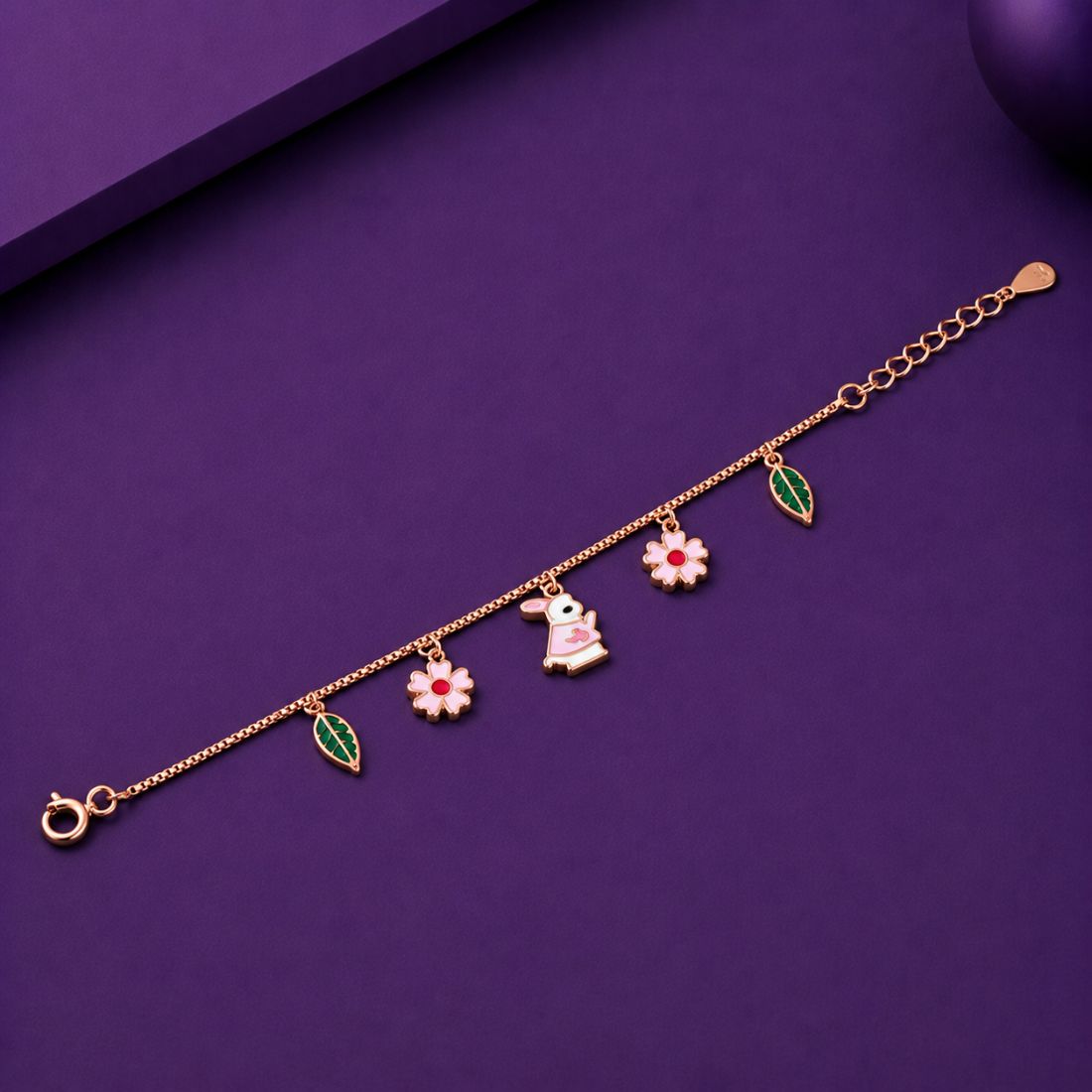 Blossom Bunny 925 Rose Gold Charm Bracelet