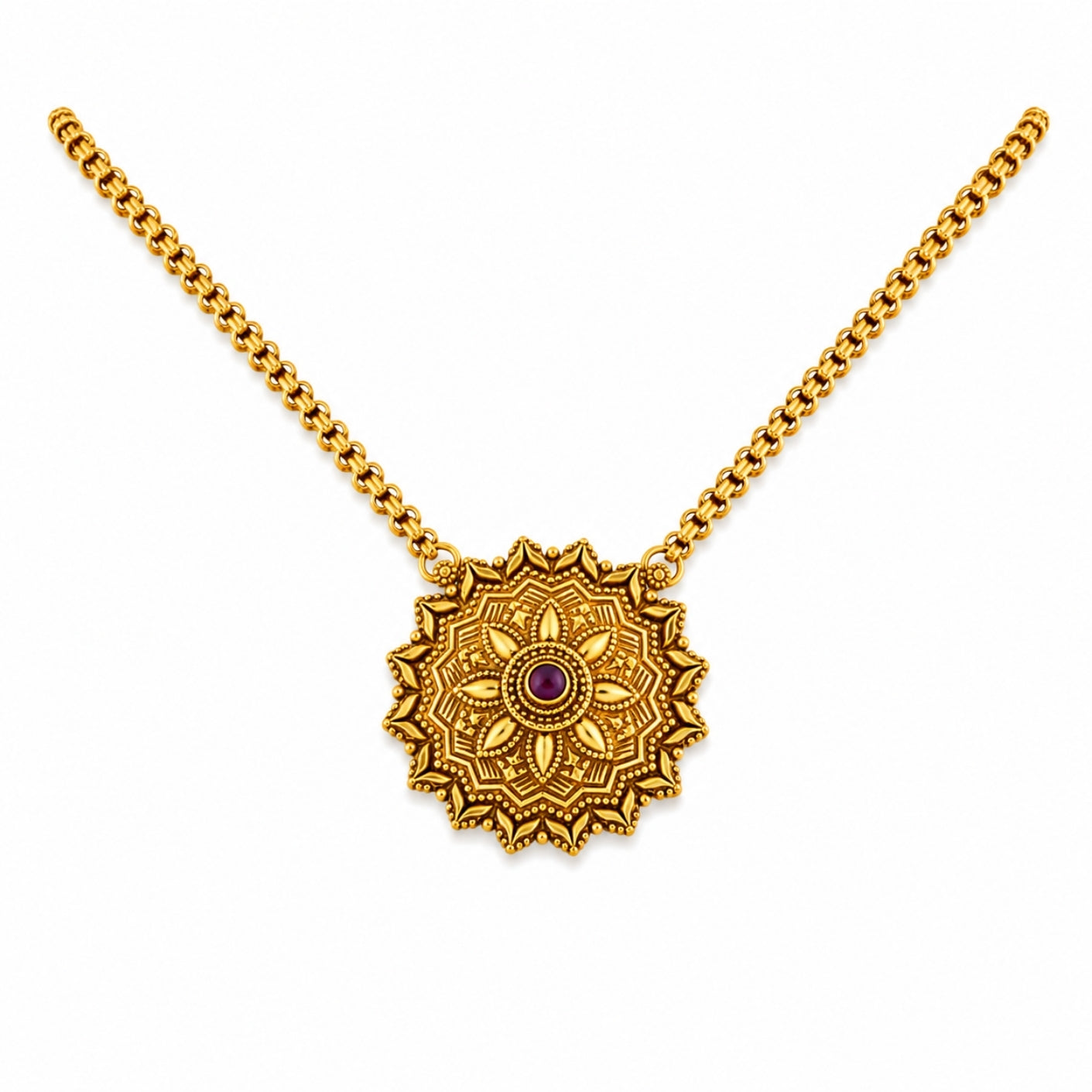 The Suryamukhi Mandala 925 Silver Pendant Haram