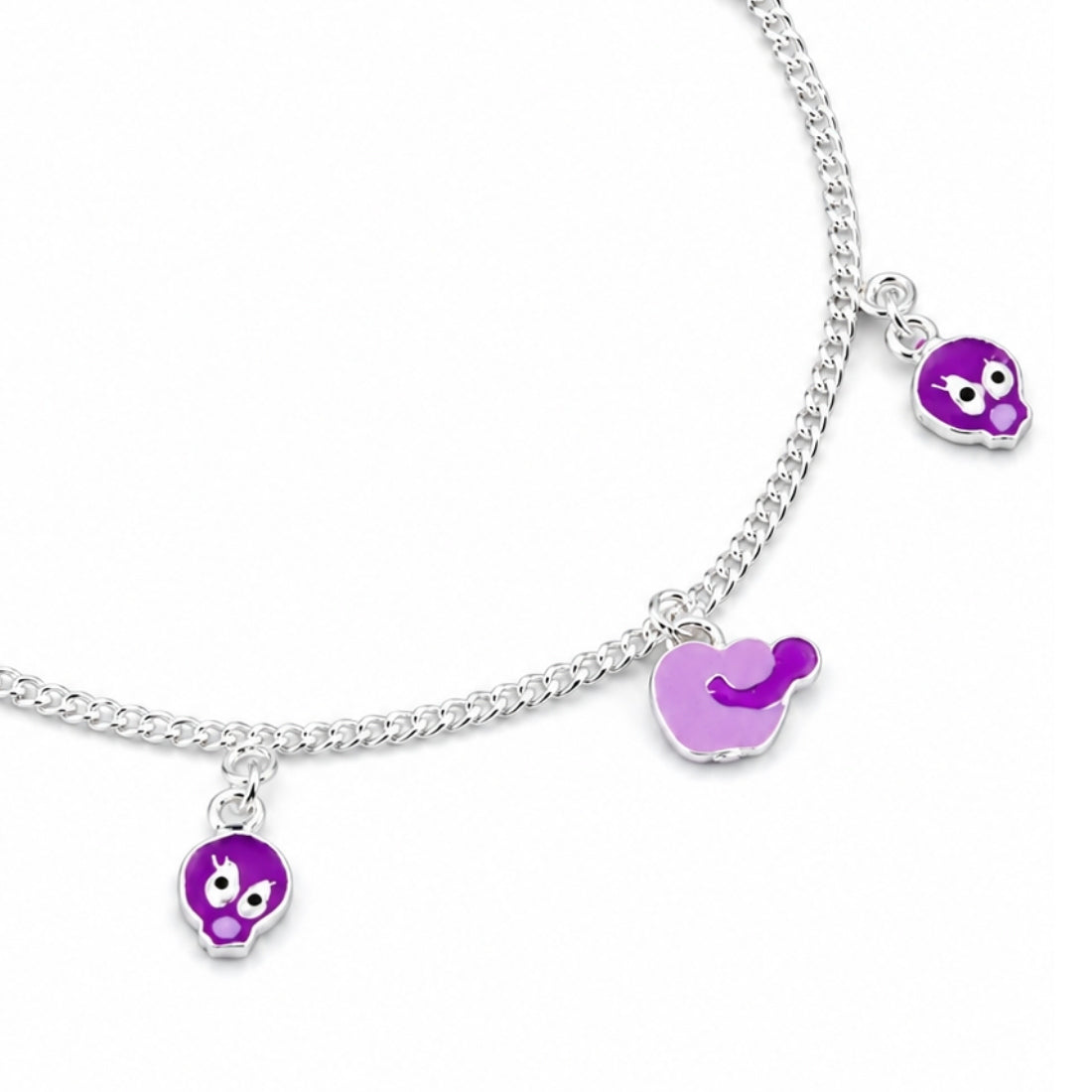 Violet Whimsy 925 Silver Kids Bird Anklet Pair