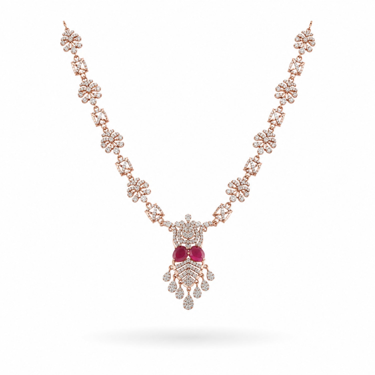 Nitya Ruby Bloom Diamond-Finish Choker