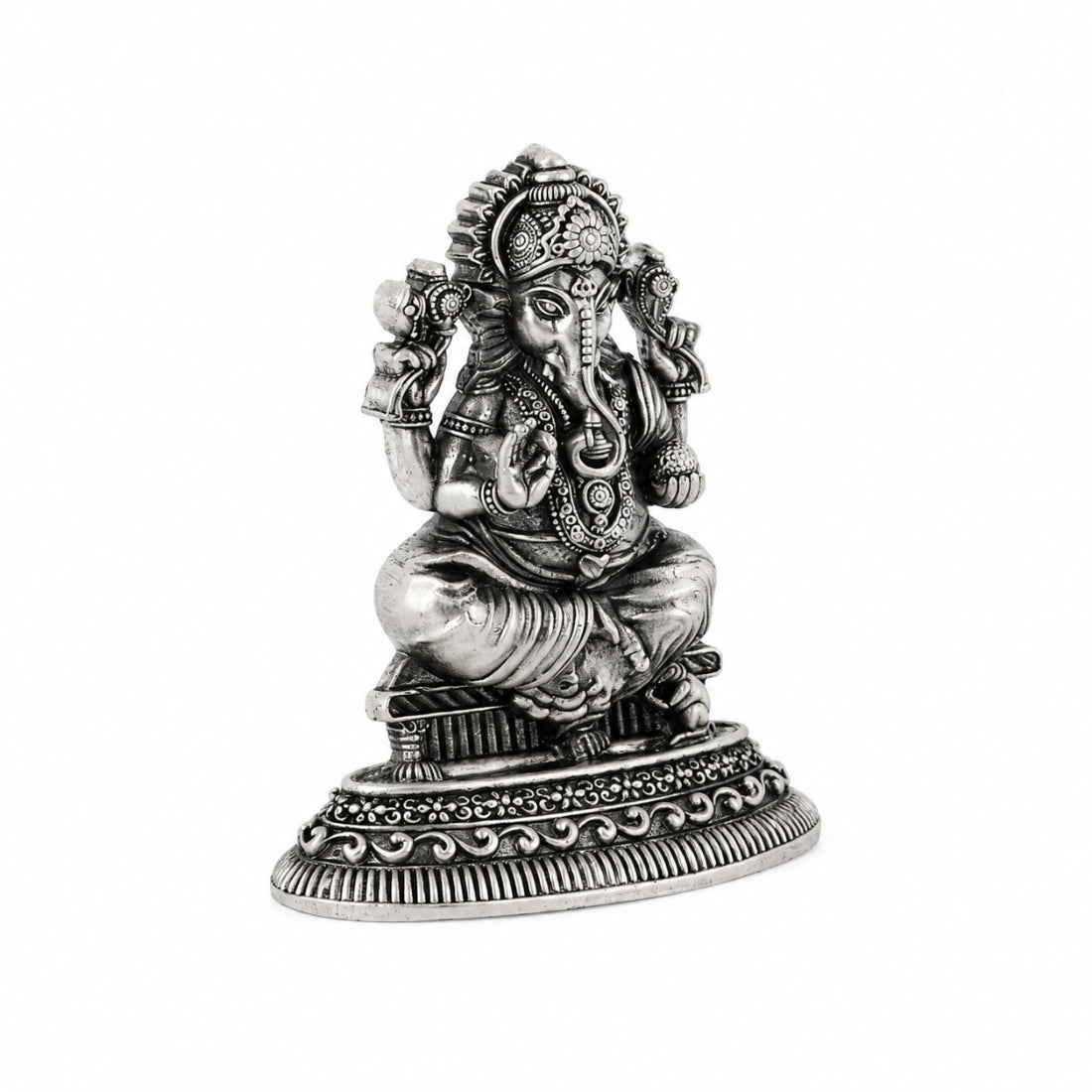 Sacred Chaturbhuj Lord Ganesha 925 Silver Idol