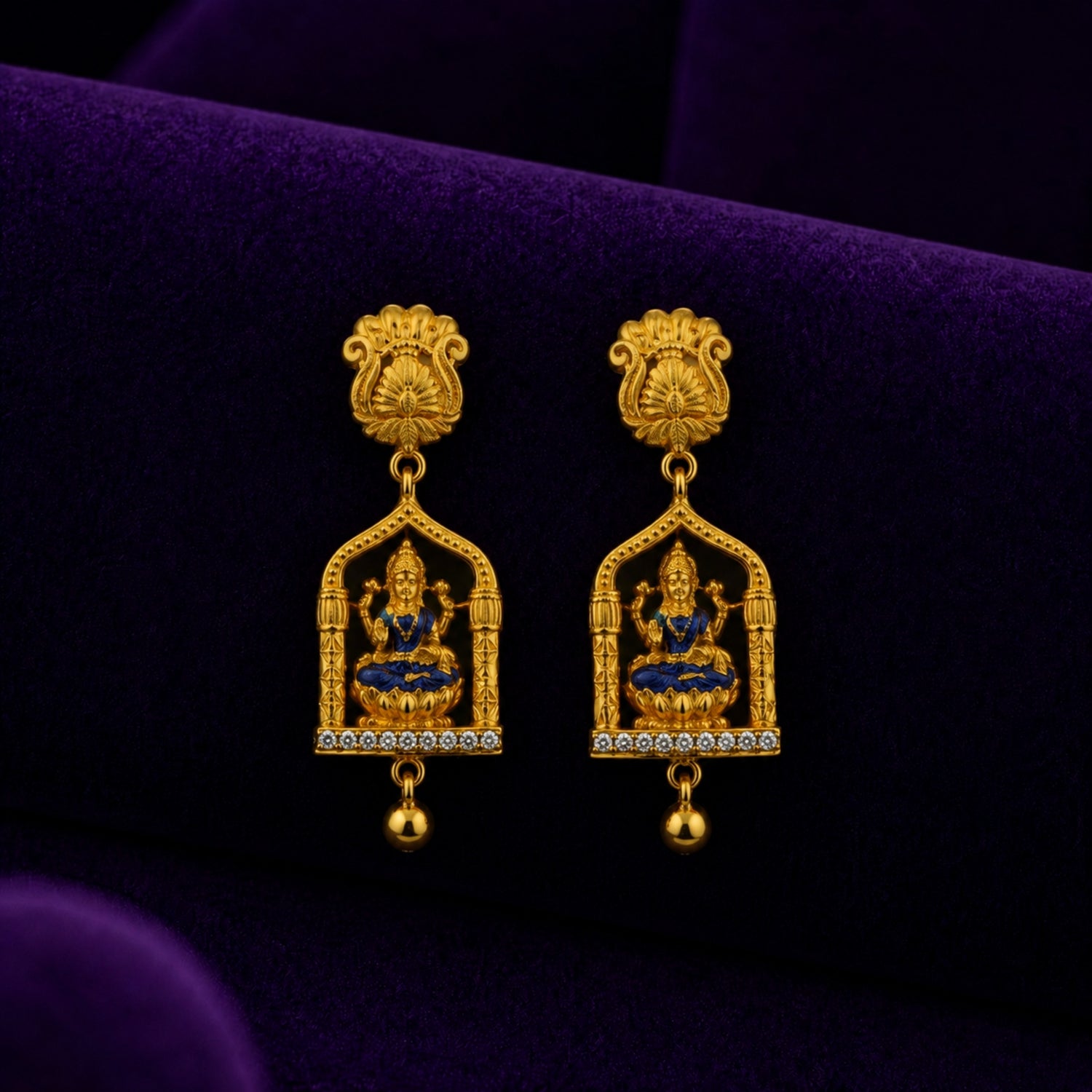 The Shrinika Lakshmi Arch Hanging Gold Polish 925 Silver Jhumka