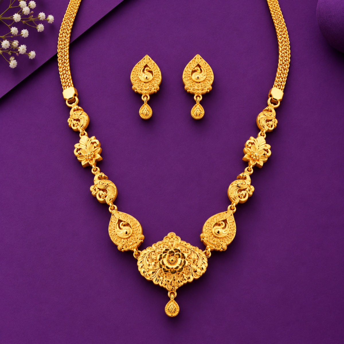 Royal Mayura Heritage 925 Silver Necklace Set