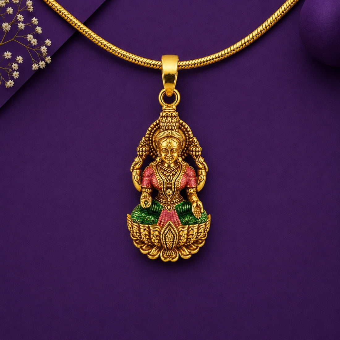 The Divine Lakshmi Prabhavali 925 Silver Gold-Plated Pendant