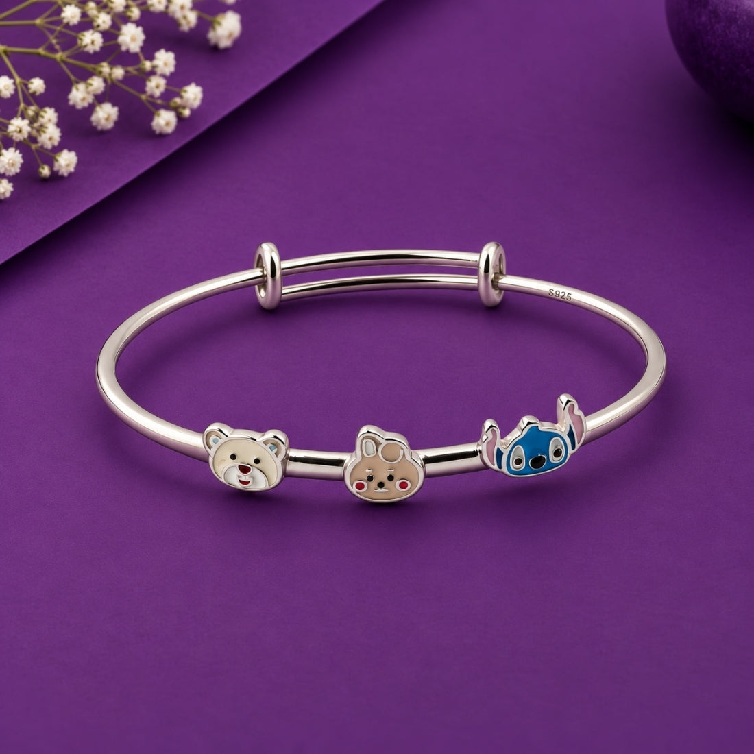 The Playful Pals Enamel 925 Silver Kada set