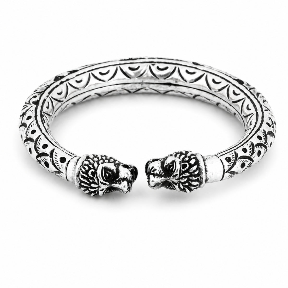 Roaring Valor 925 Oxidized Silver Lion Kada