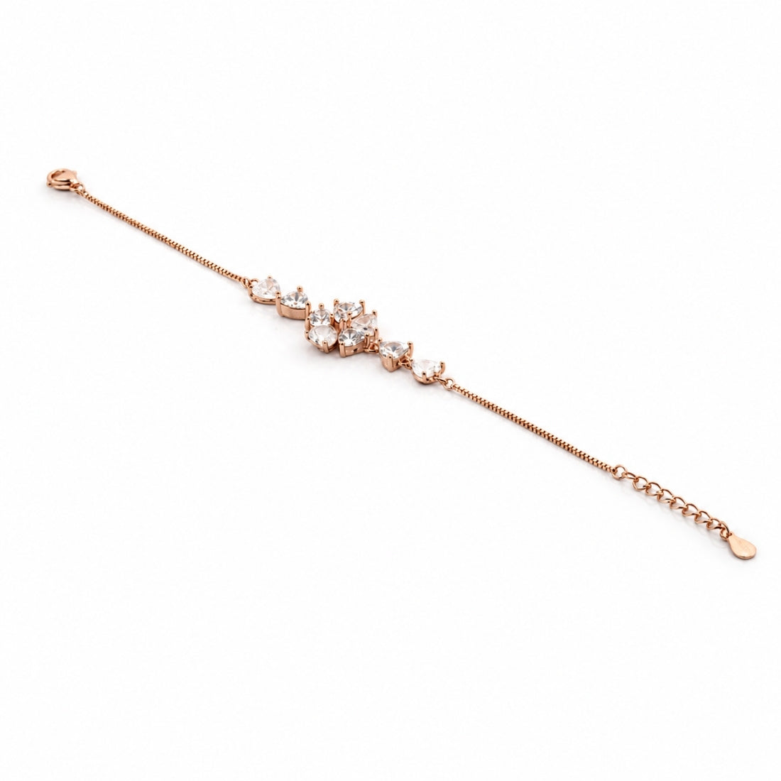 The Eternal Bouquet – 925 Rose Gold Heart Cluster Bracelet