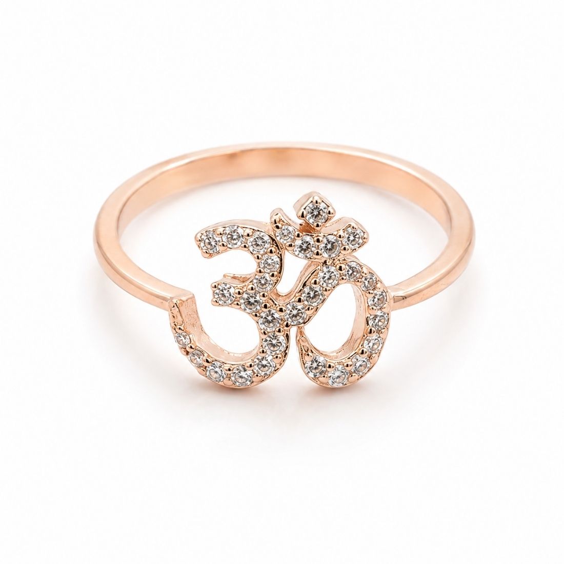 Rose Gold Plated Sacred Om Pavé 925 Silver Ring