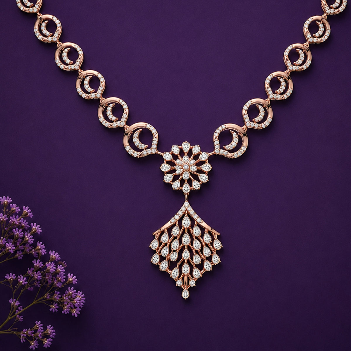 The Crescent Bloom Chandelier Necklace