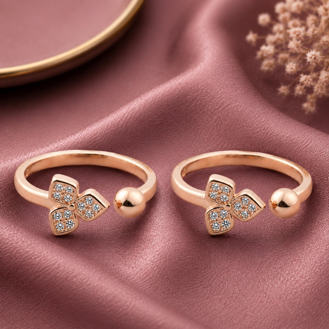 Rose Blossom Adjustable Rose Gold Toe Rings
