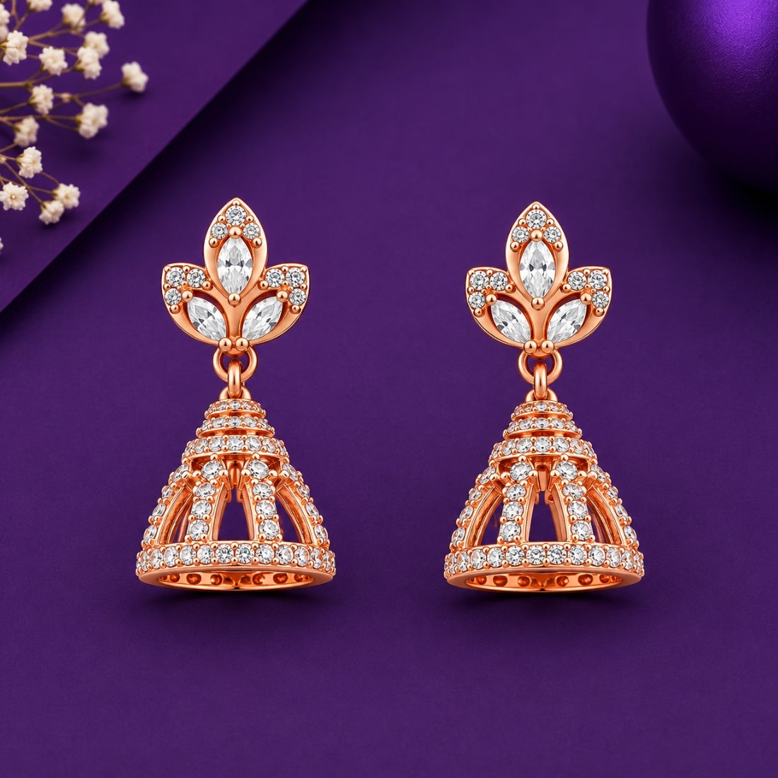 925 Silver Pavé Jhumkas