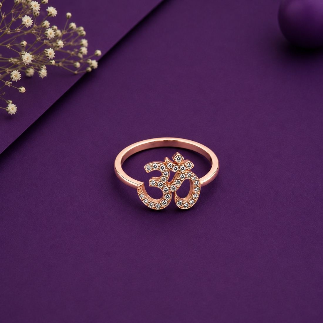 Rose Gold Plated Sacred Om Pavé 925 Silver Ring