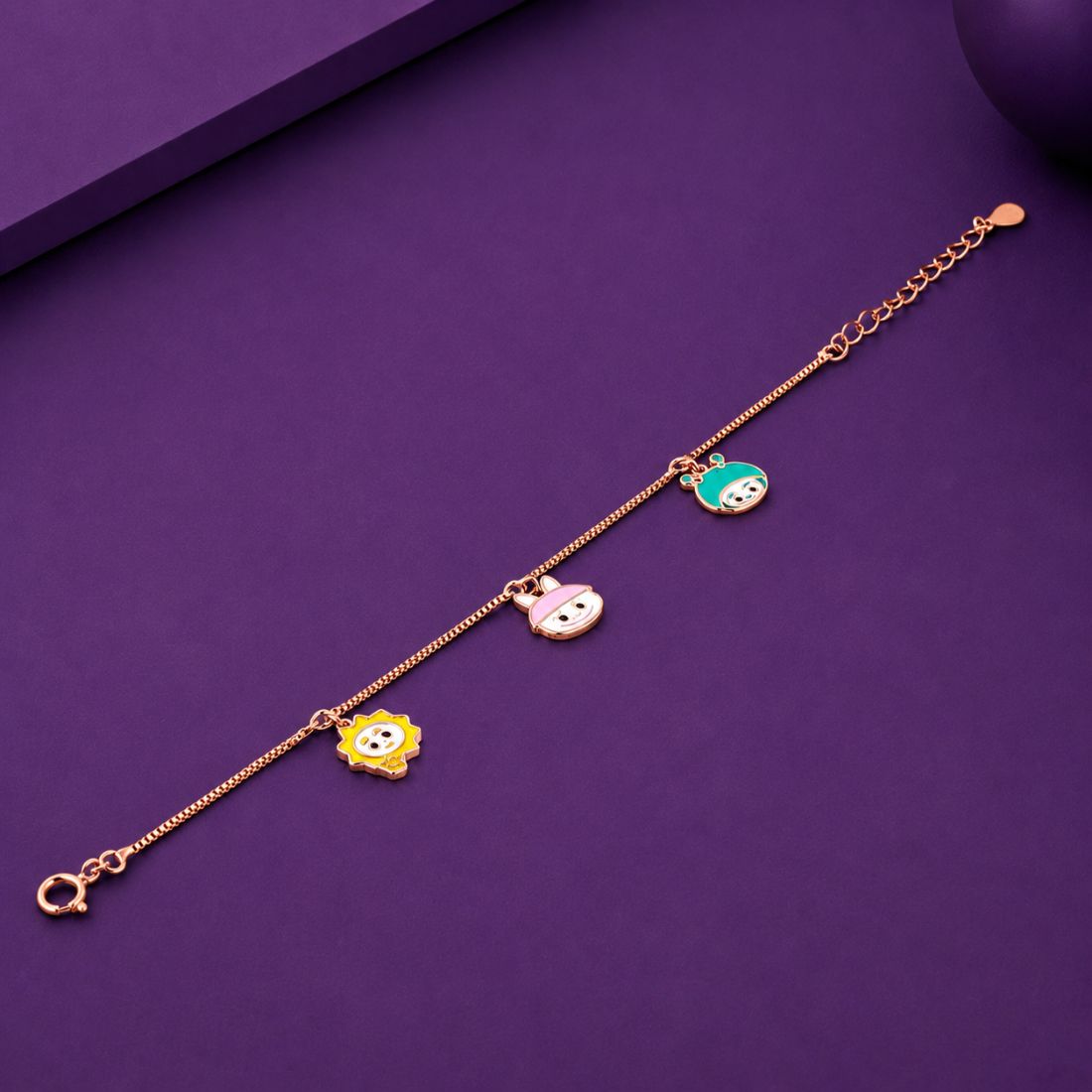 Safari Friends 925 Rose Gold Charm Bracelet
