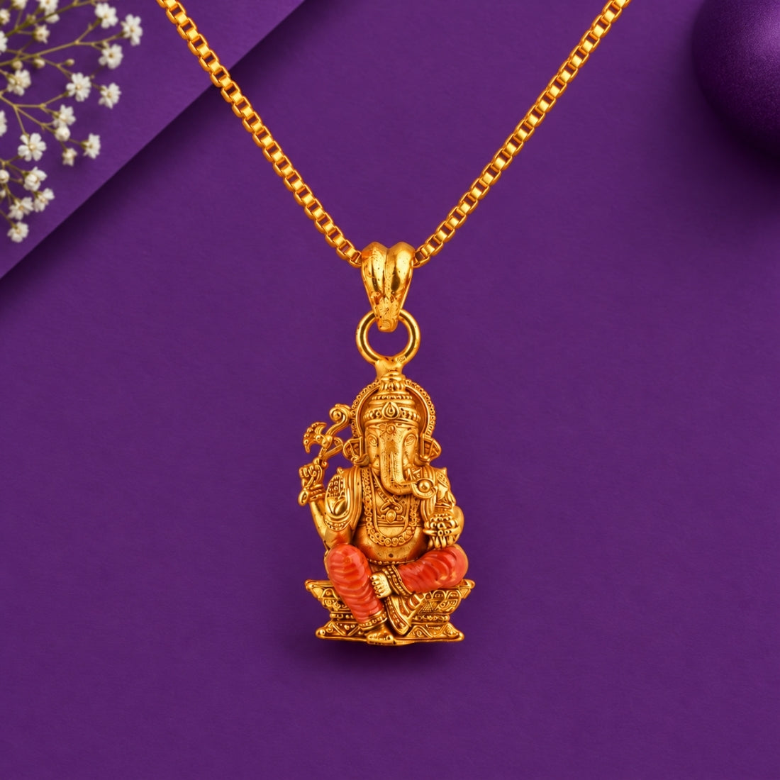 The Vinayaka Asana 925 Silver Gold Plated Heritage Pendant