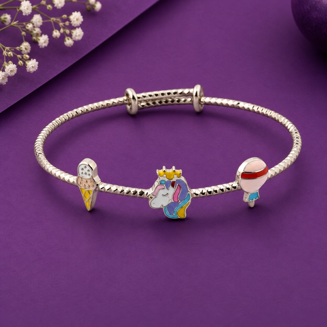 The Magical Unicorn &amp; Dreams Enamel 925 Silver Kada set